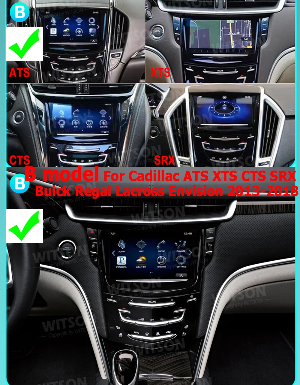 Беспроводная коробка CarPlay для Buick Regal Lacross Envision Cadillac CTS SRX ATS XTS 2013-2018, адаптер Android Auto, интерфейс
