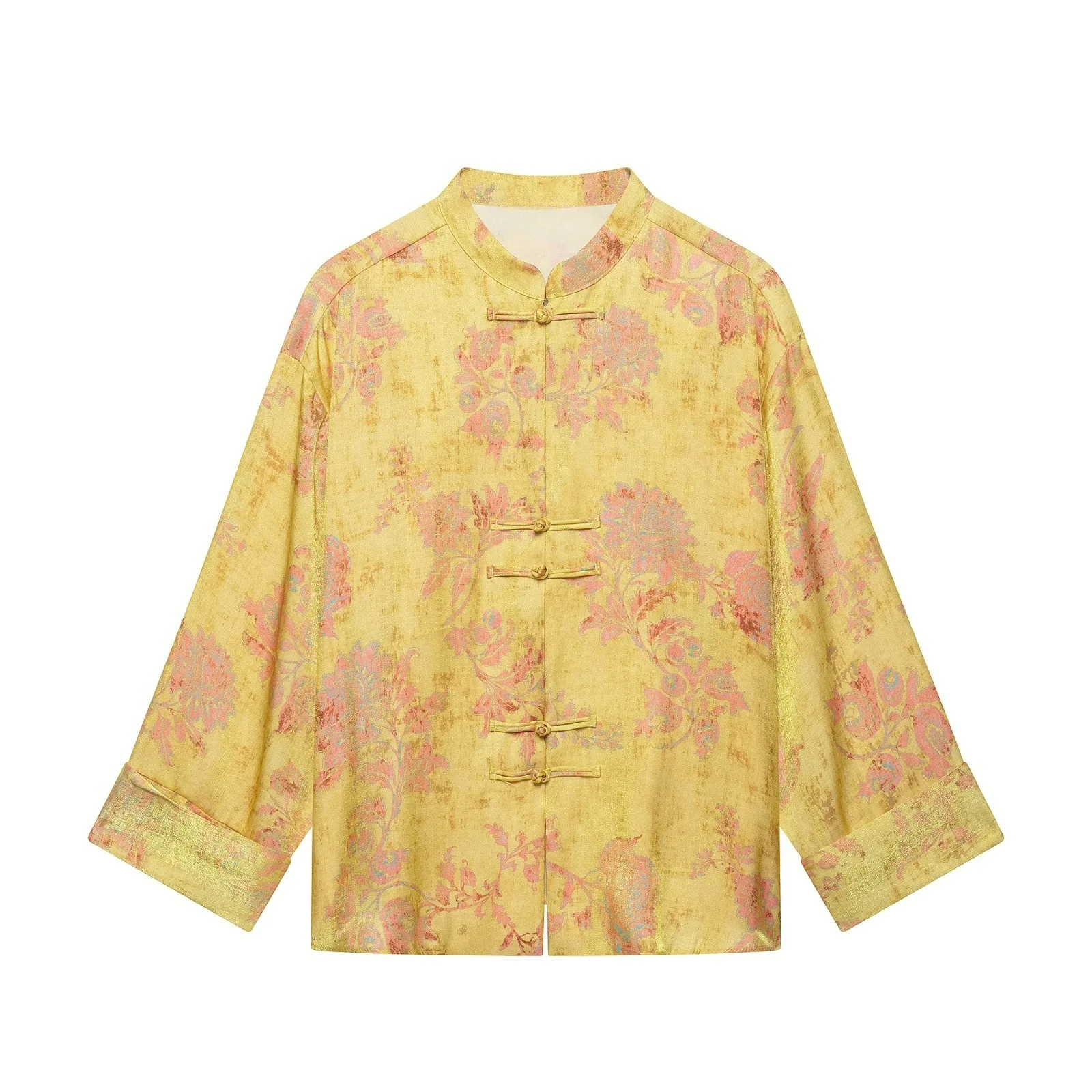 KONDALA Damen Elegantes Vintage Bedrucktes Hosenset mit Seilknoten-Hemden, Lange Hosen 2026 Frühling Herbst Urlaub High-Street-Set – Detail 6