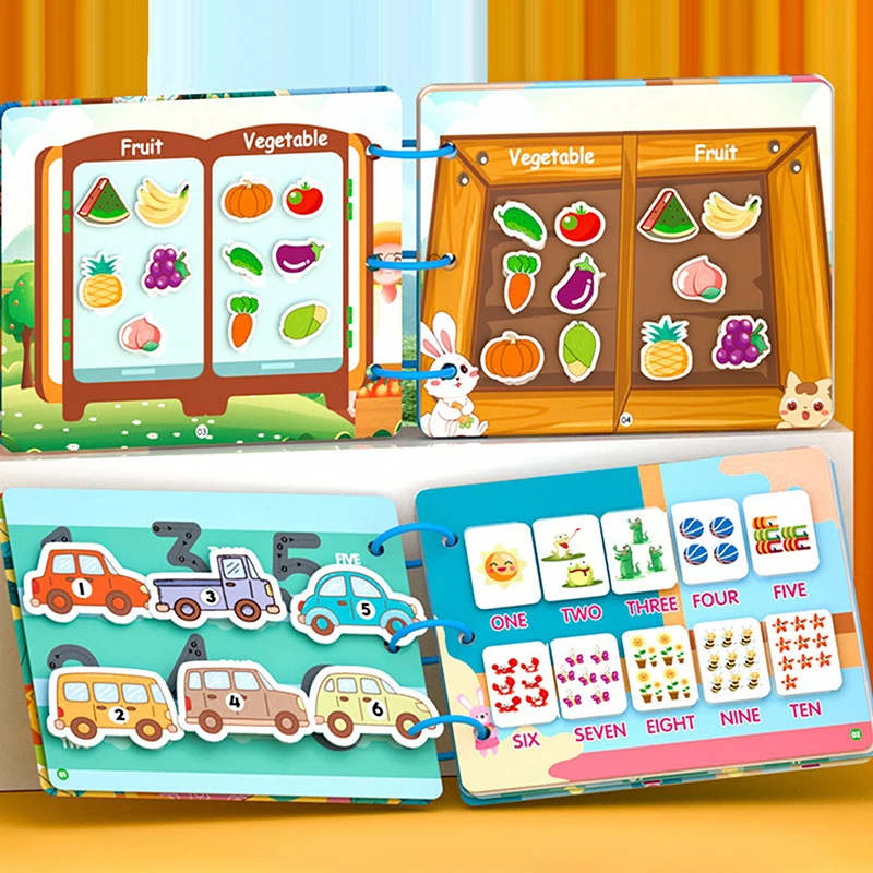 モンテッソーリシーンステッカー子供のための DIY 実践パズル再利用可能な本漫画学習認知おもちゃ子供のためのギフト