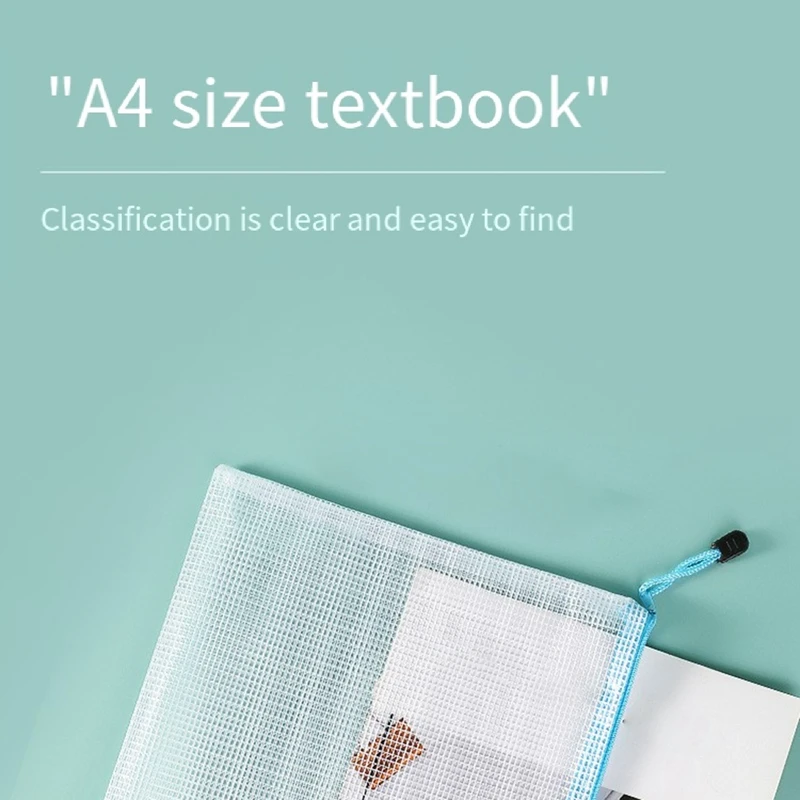 12PCS A4 플라스틱 지퍼 지갑 A4 지퍼 잠금 가방 메쉬 지퍼 파일 가방 문서 폴더 방수 여행용 보관 주머니
