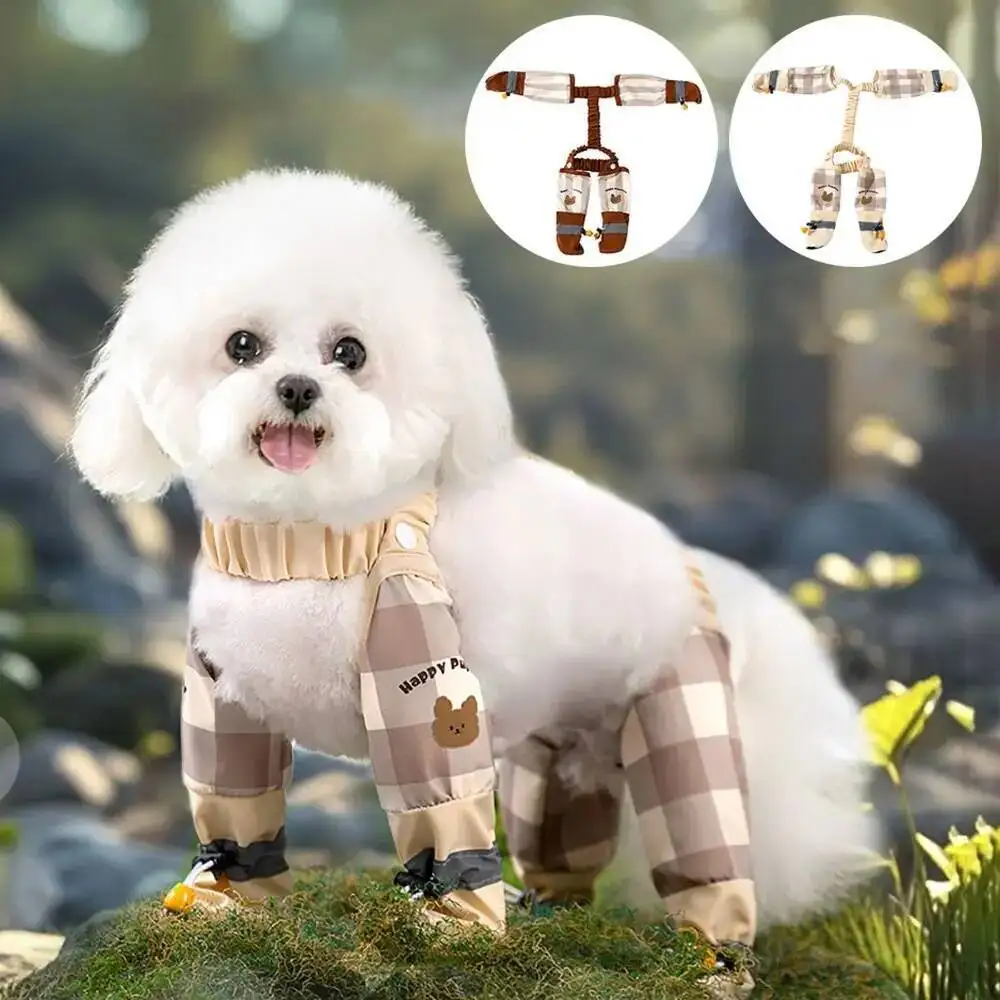 

Reflective Stripe Pet Strolling Going Out Full Leg Protection Dust-Proof Dog Four-Legged Pants Waterproof Anti-Slip