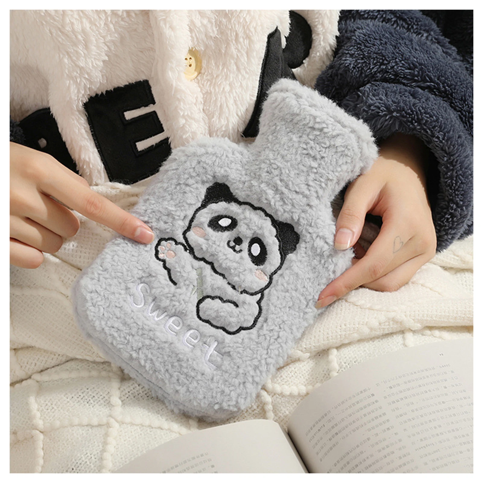 Hot Water Bottle with Cover Long-Term PVC Heat Bed Bottle with Fluffy Plush for Pain Relief Dropshipping