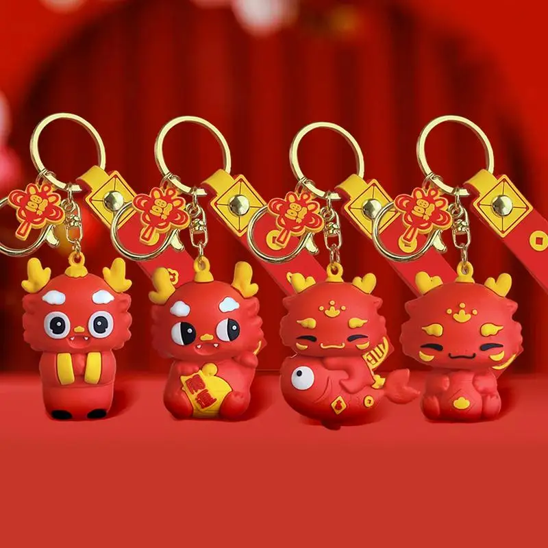 Dragon Keychain Pendant 2024 Chinese Zodiac Dragon Key Ring Feng Shui Animal Pendant Creative New Year Gift For Keys Car Bag