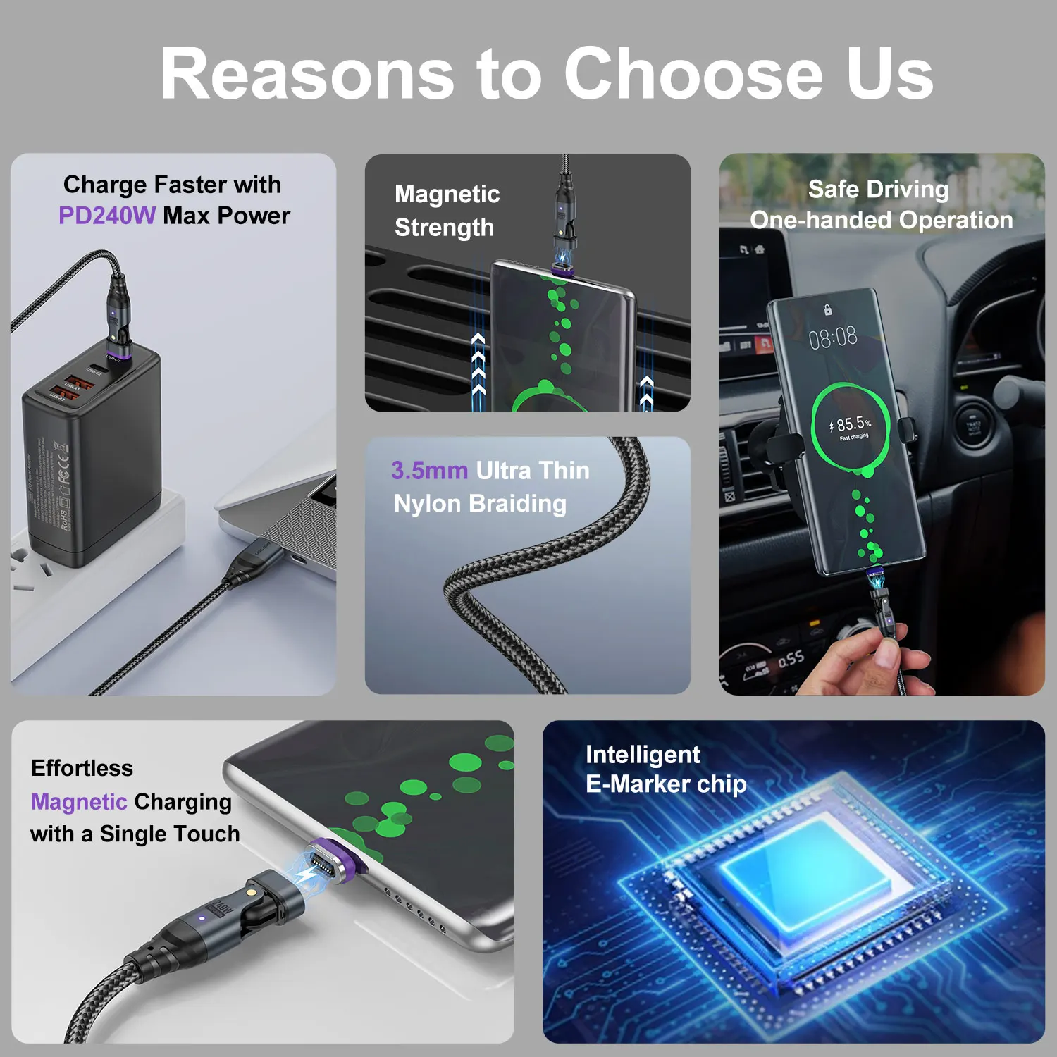 Magnetic PD3.1 240W Micro USB to USB C Super Charger Type C Charing Cable for Xiaomi Samsung S23 Huawei Data Cord for iphone 15