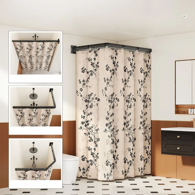 

Waterproof Folding Shower Curtain for Bathroom,Toilet, No Drill,Dry and Wet Separation, Suction Cup,Invisible Shower Partition