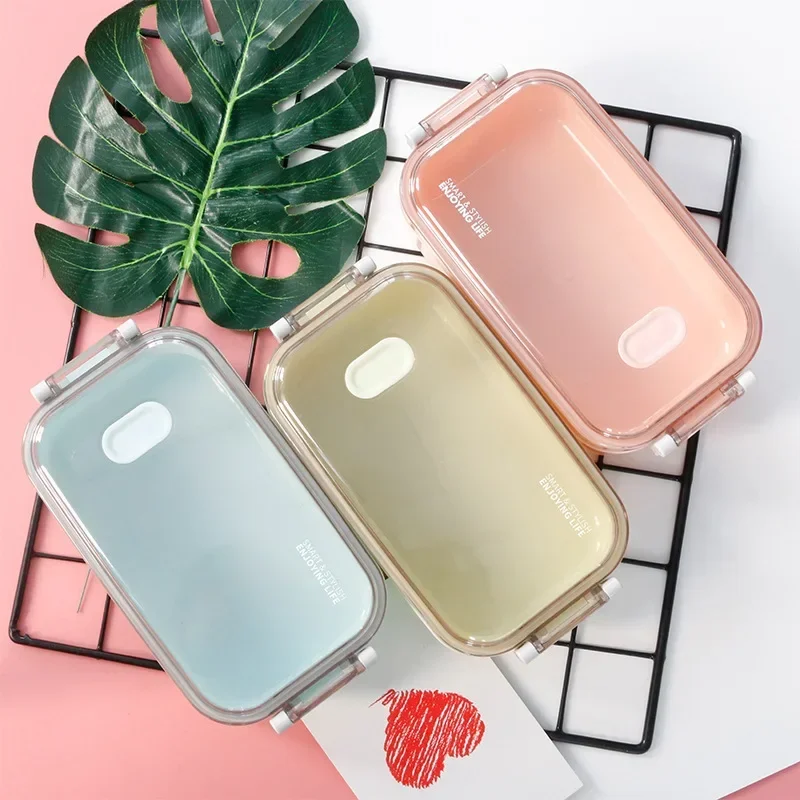 Single-layer Plastic Lunch Box Can Microwave Heat Lunch Box for Student Office Portable Bento Box Accessories