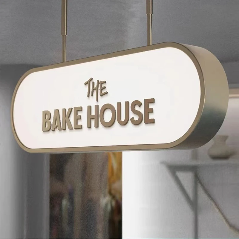 Customized high-brightness metal light box signs, wall-mounted storefront signs, with hanging installation