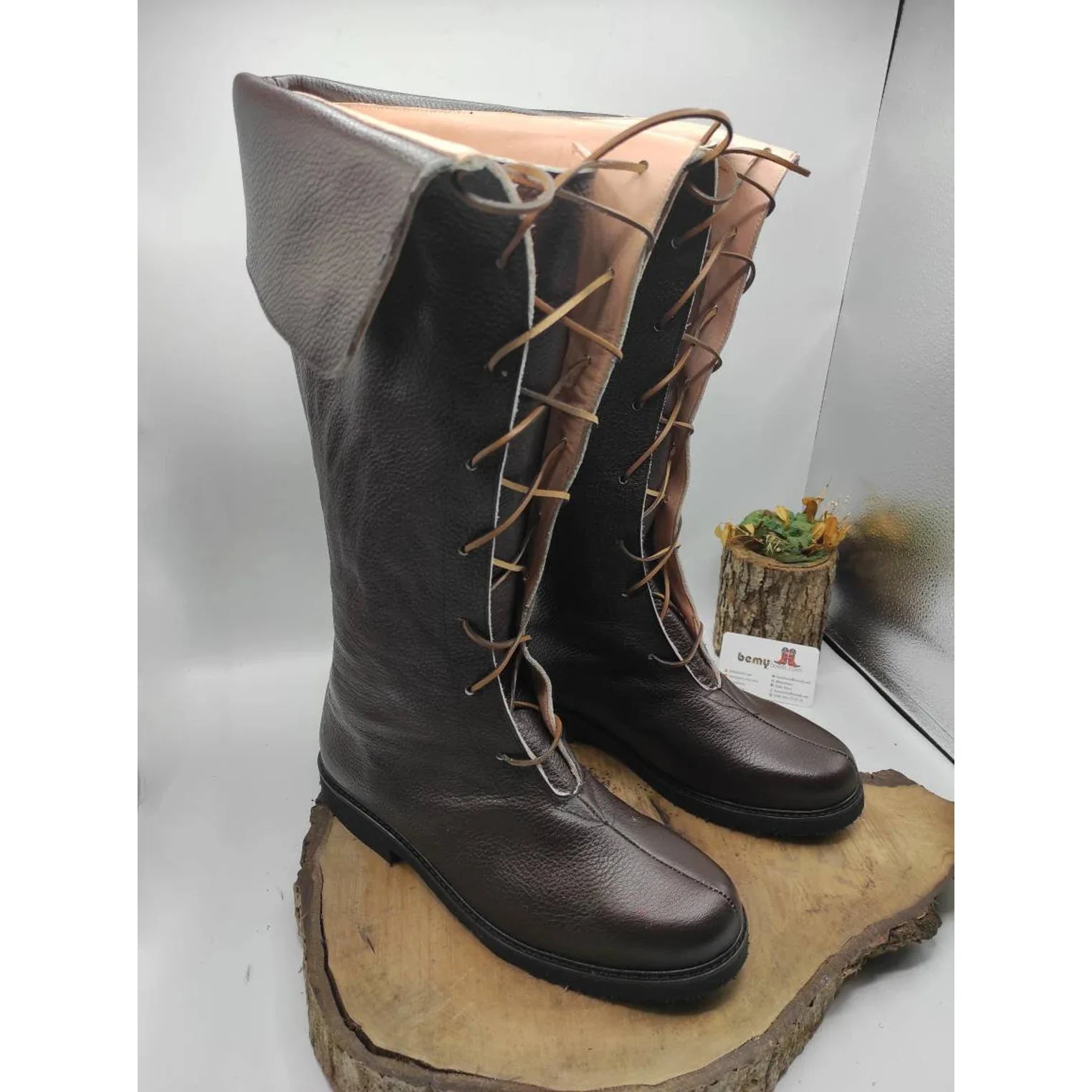 Mittelalterliche Herren Gothic Piratenstiefel Erwachsenen-Accessoire Halloween Cosplay Schuhwerk Stiefel Steampunk Ritter Schnürschuhe – Detail 15