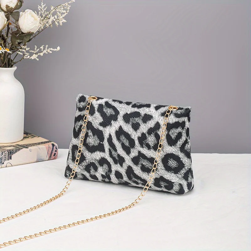 Modische Damen-Umhängetasche mit Leopardenmuster, exquisite, vielseitige Trend-Umhängetasche, Pendler-Temperament, Retro, kleine quadratische Tasche – Detail 9