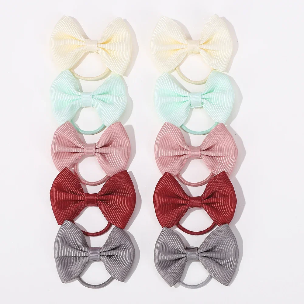 10 pçs arcos elásticos hairbands náilon rabo de cavalo titular corda para meninas do bebê adorável borracha de gorgorão faixas de cabelo crianças acessórios para o cabelo