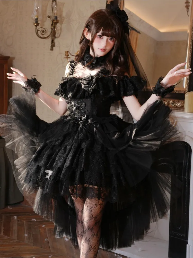 Black student graduation and adult birthday dress with a short front long back