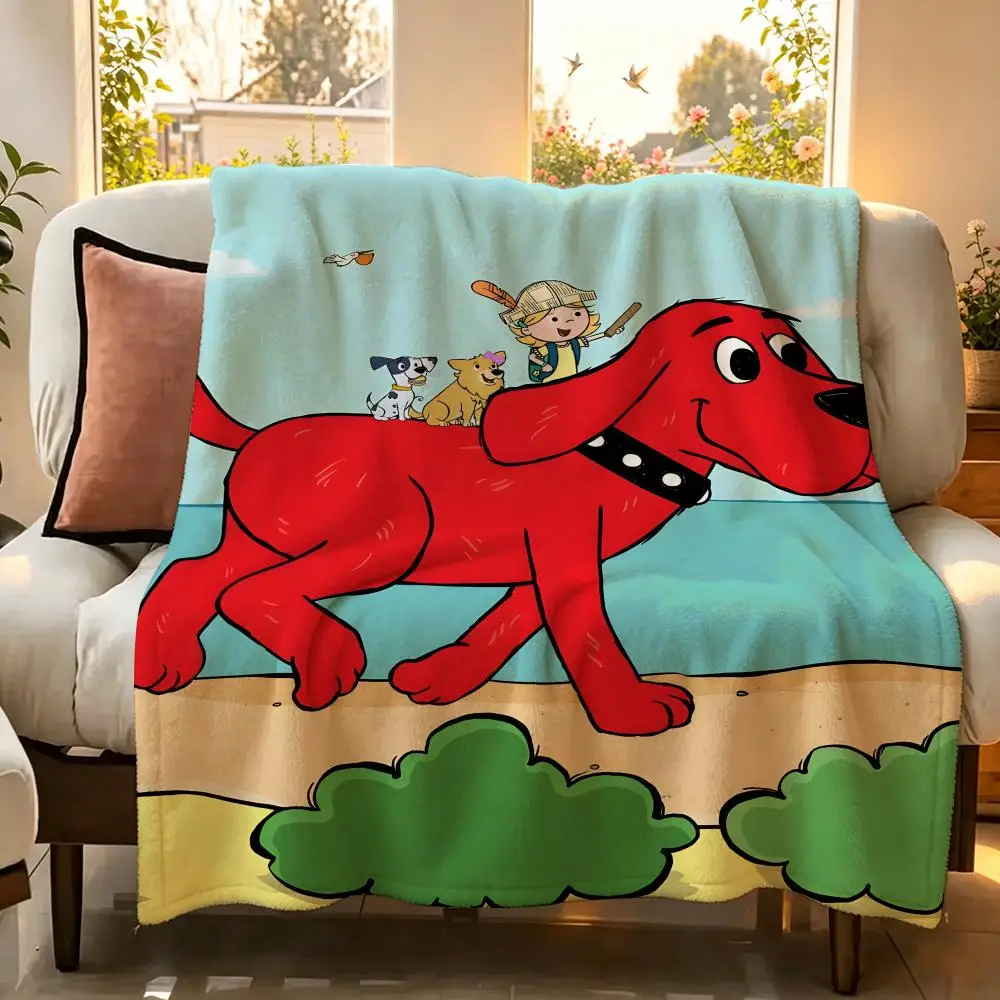 Cartoon C-Clifford The Big Red D-Dog Throw Flannel Throw Blanket Suitable for Sofa、Living Room、Bedroom - view 3