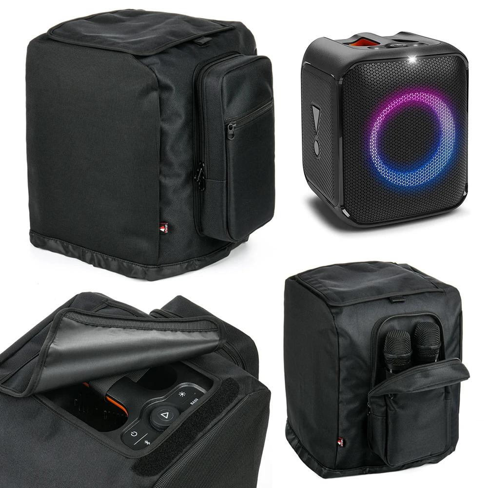 Protective Speaker Case with Side Microphone Storage Bag Carrying Cover Shockproof for JBL PartyBox Encore Essential Speaker