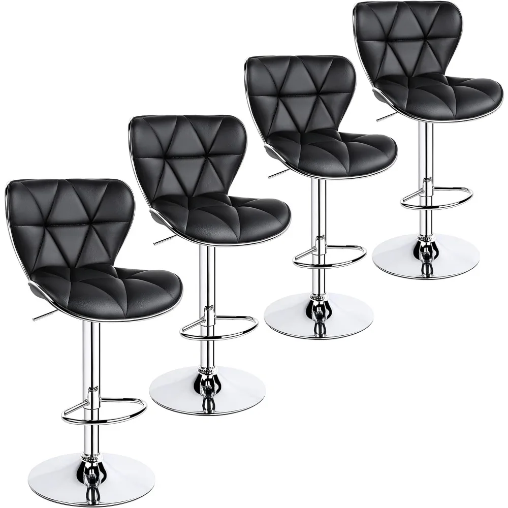 Island Chairs-Ensemble de 4 chaises de bar à la mode, en cuir PU, réglables, avec coque arrière