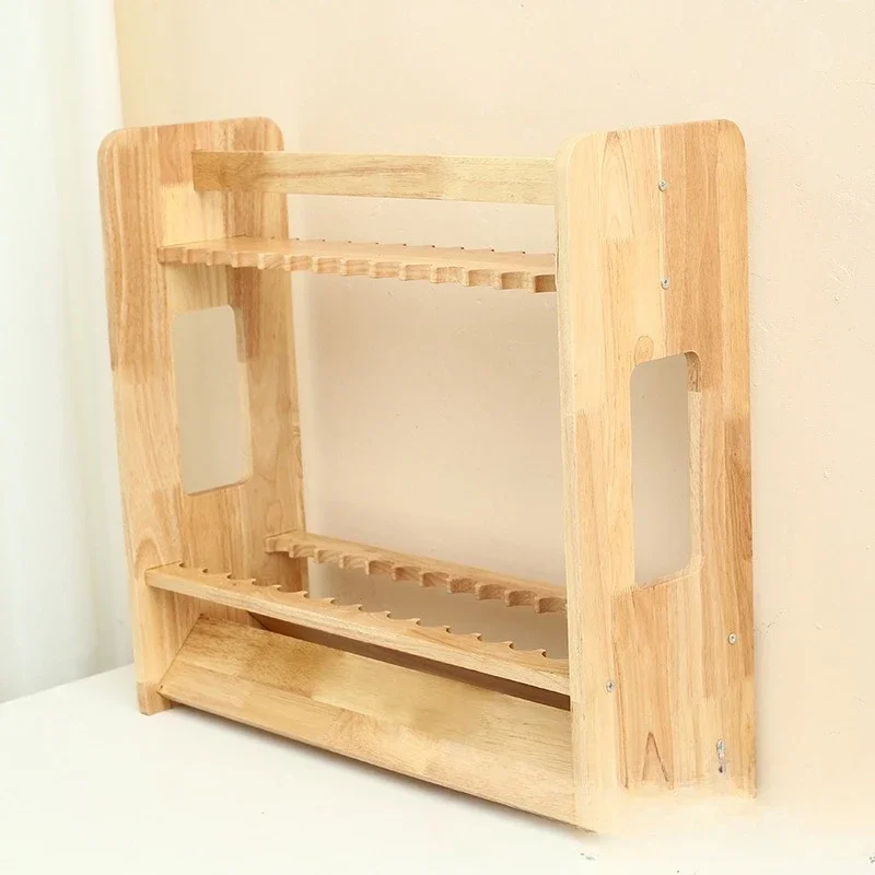 

Wooden fishing rod holder Display rack Fishing gear shelf Billiards rod storage rack Fishing rod bracket Copy net