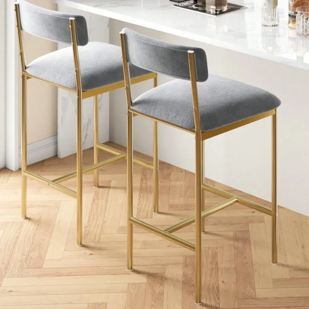 

Комплект из 4 барных стульев с обивкой, стулья для бара с обивкой из ПУ, 25,5 дюймов, для кухни и уголка для завтрака L