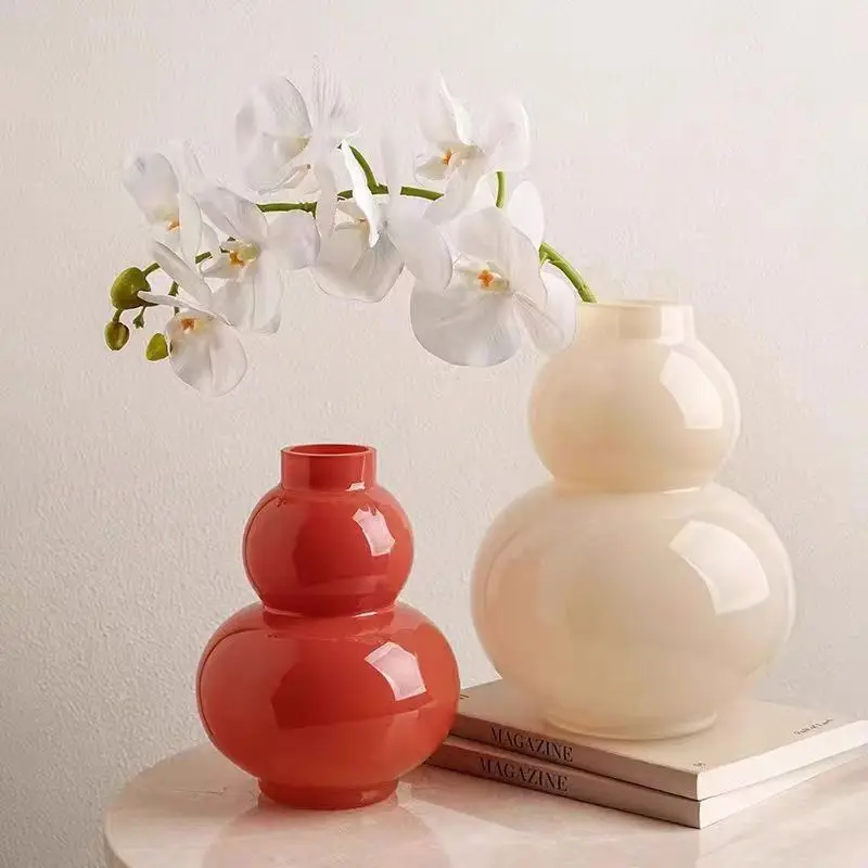 Medieval Vase High-end Art Glazed Glass Vase Ornament Light Luxury Flower Arrangement Gourd Flower Device French Decoration