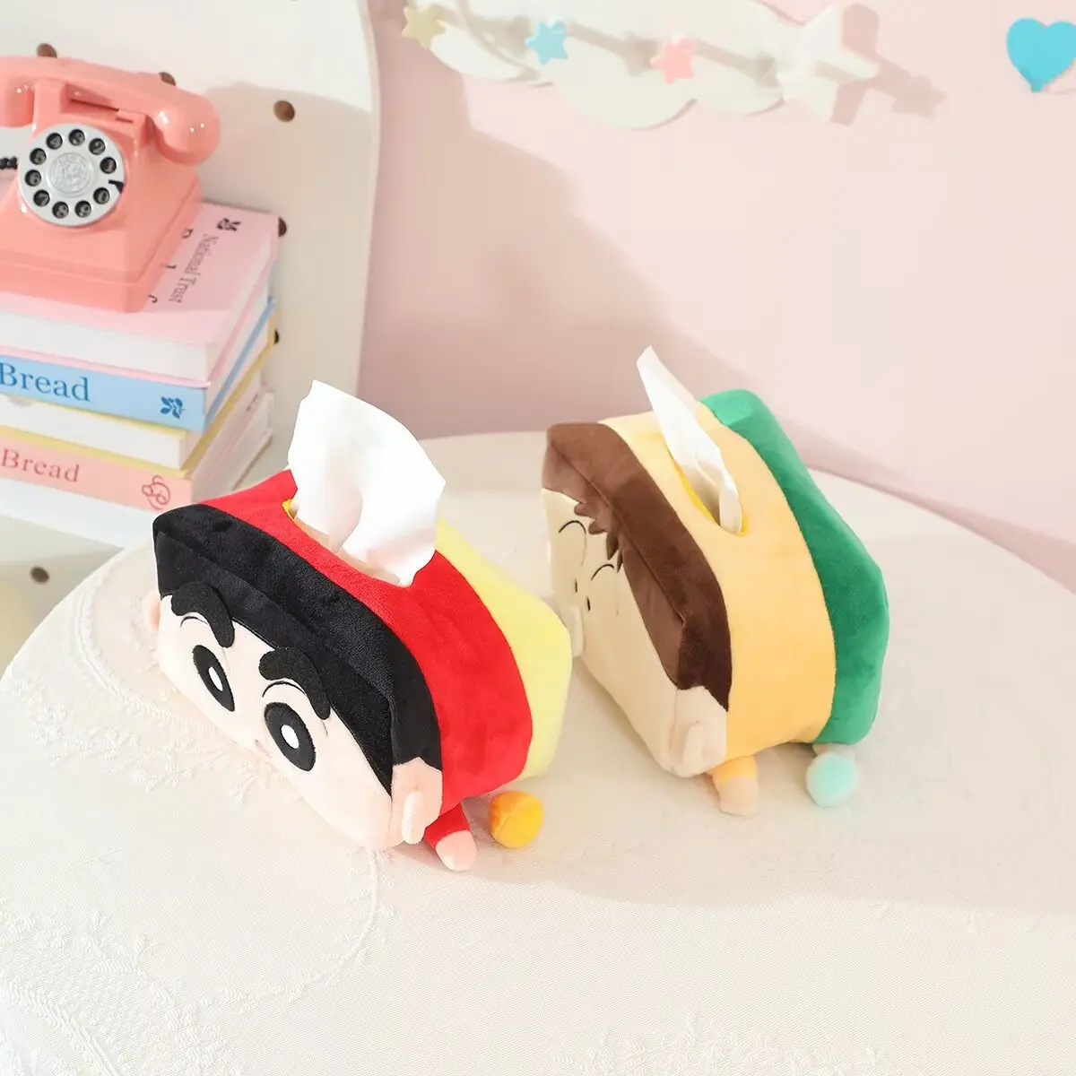 Crayon Shinchan Boochan Cute Cartoon Plush Tissue Box Kawaii Fluffy Stuffed Periphery Toy Paper Towel Draw Home Decor Decoration