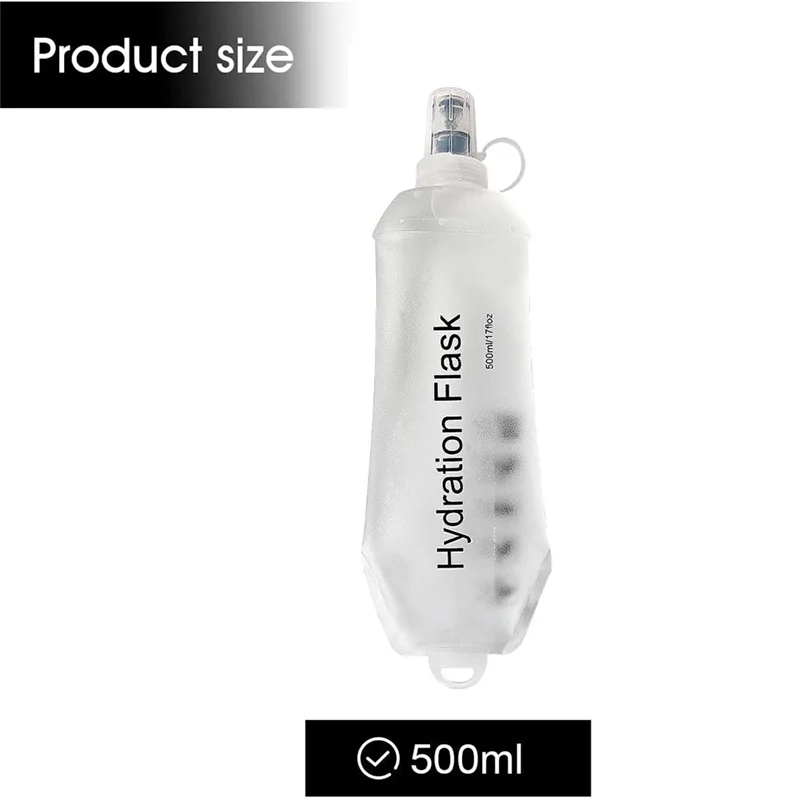A44Z-500Ml Soft Flask,TPU Foldable Soft Water Bottle For Hydration Pack, Folding Water Bottle For Hiking Cycling Climbing
