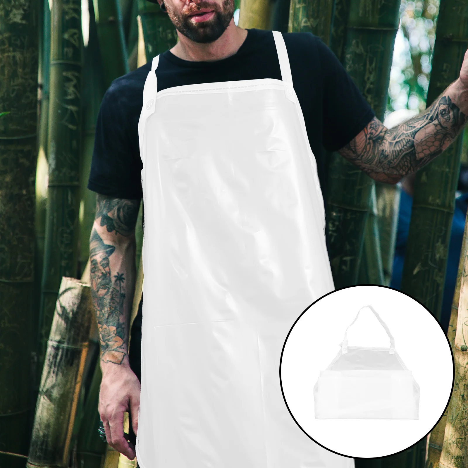 

4Pcs Waterproof Kitchen Aprons Frosted PVC Oil Proof Cooking Apron for Grilling Dog Grooming Gardening Reusable Adjustable