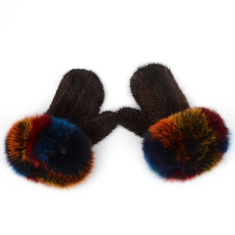 Colorful gloves, hand-woven mittens, thickened warm winter wool gloves