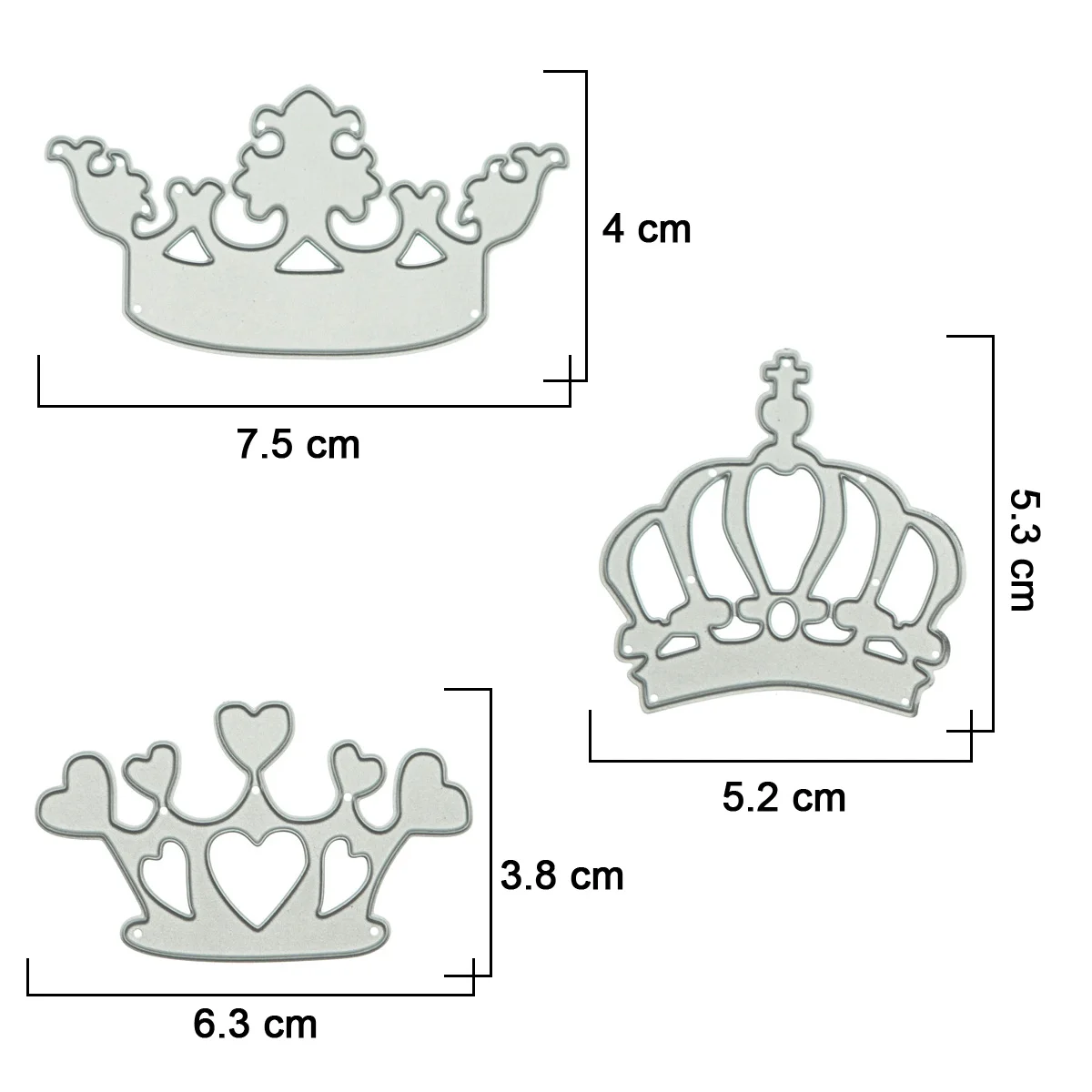 3Pcs Set King\'s Crown Cutting Die Cutter For Scrapbooking Diy Greeting Card Clipart Work Photo Album Making Decorating Stencil