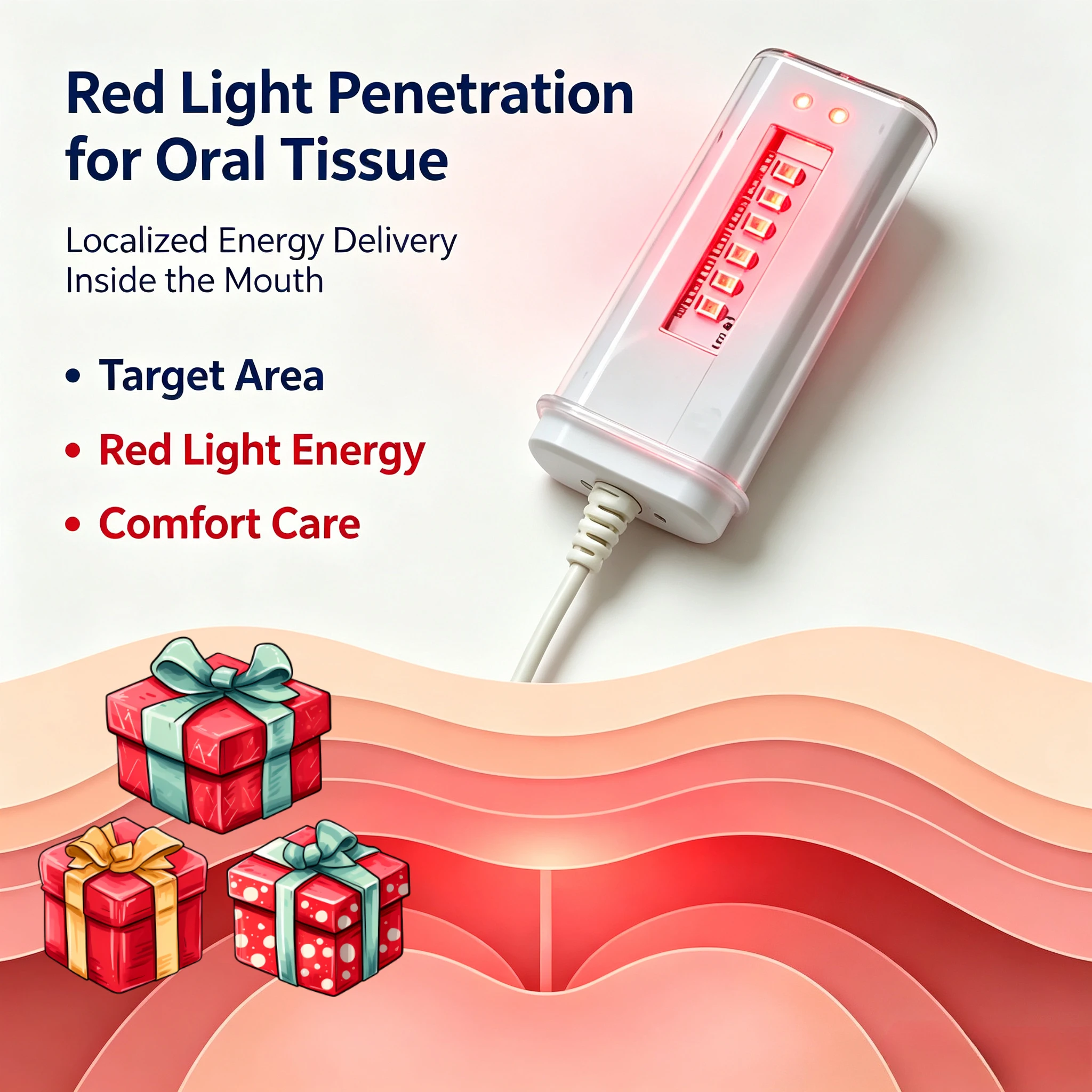 Gum Sensitivity and Oral Inflammation Relief with Red Light Therapy, Home Use Dental Care Device for Daily Oral Health