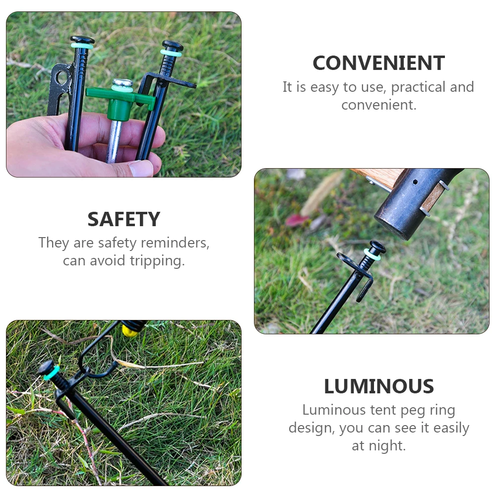 

100 Pcs Green Camping Tent Peg Rings Glow in Dark Stake Circles Night Fishing Warning Fluorescent Outdoor Accessories