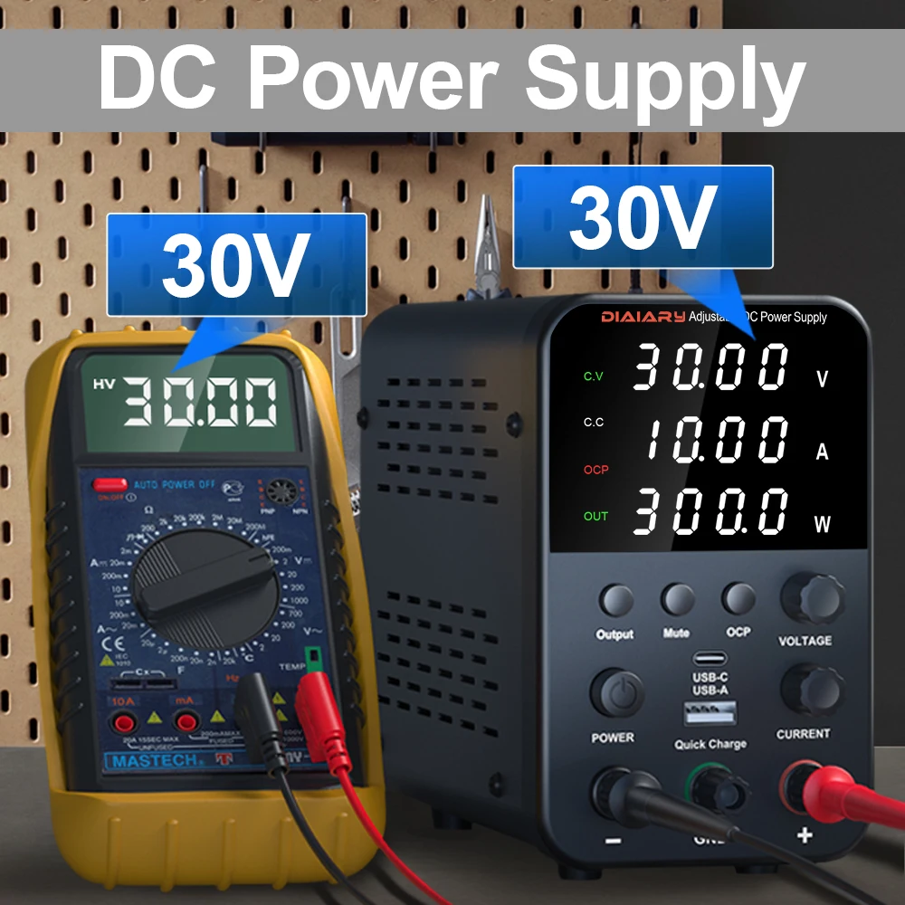 DIAIARY Adjustable DC Power Supply BPS3010H Laboratory Maintenance Workbench 30V 10A Voltage Current Regulator AC 220V 110V