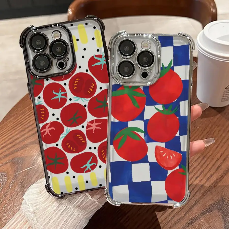 Case for Apple iPhone 15Pro Max 16 16Plus XS MAX 12 15 14 Pro XR 13 11 11Pro Clear Cover Cartoon Tomatoes view 4