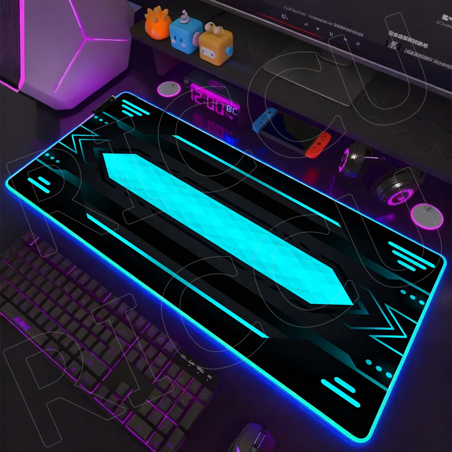 RGB الخيال العلمي نمط الكمبيوتر 500X1000 مللي متر LED ماوس الوسادة الألعاب ملحقات الكمبيوتر الشعور بالعلوم والتكنولوجيا حصيرة مكتبية منصات لوحة المفاتيح