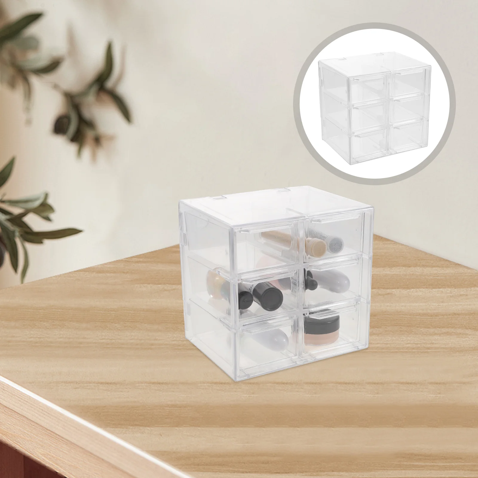 

Transparent Drawer Box Rotating Makeup Organizer Mini Desk Household Case Stationery Storage Container Sundries Office