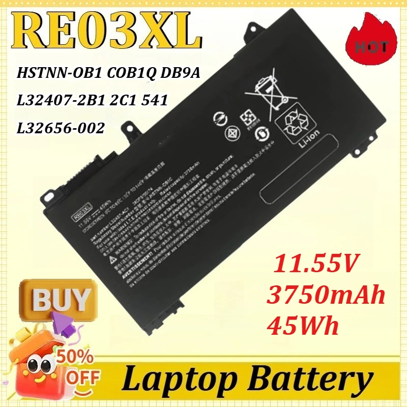 

RE03XL 11.55V 3750mAh 45Wh Laptop Battery for Hp ProBook 430 440 445 450 G6 G7 Series ZHAN 66 14 G2 66 Pro 13 14 15 G2 HSN-Q15C