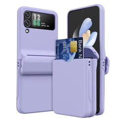 Luxury Folding Full Package Hinged Phone Case For Samsung Galaxy Z Flip 6 5 4 3 Insert Card Frosted Protective Case For Z Flip 4