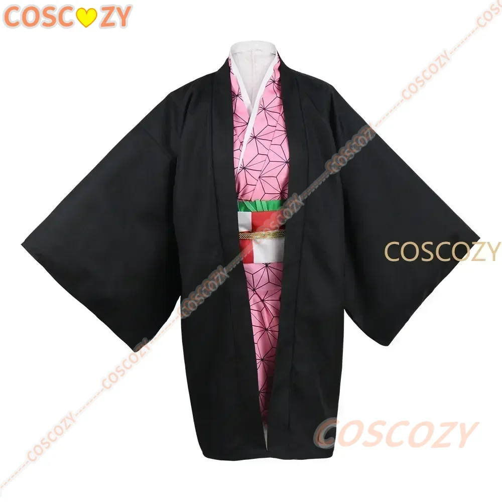 Nezuko Cosplay Costume Wig Bamboo Accessories Nail Kamado Kimono Uniform Halloween Clothes Set