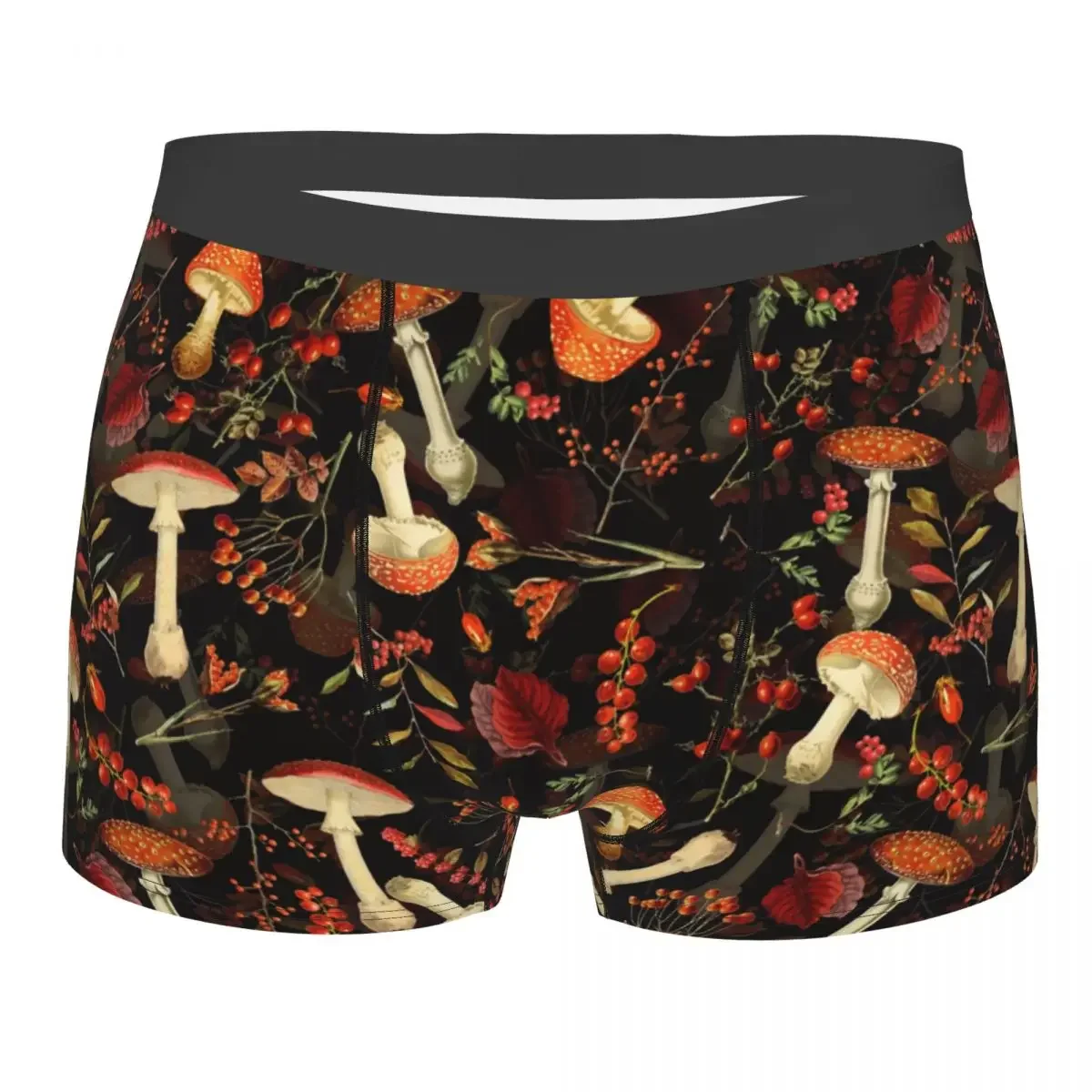 

Male Fashion Red Mushrooms Underwear Vintage Boxer Briefs Men Breathable Shorts Panties Underpants