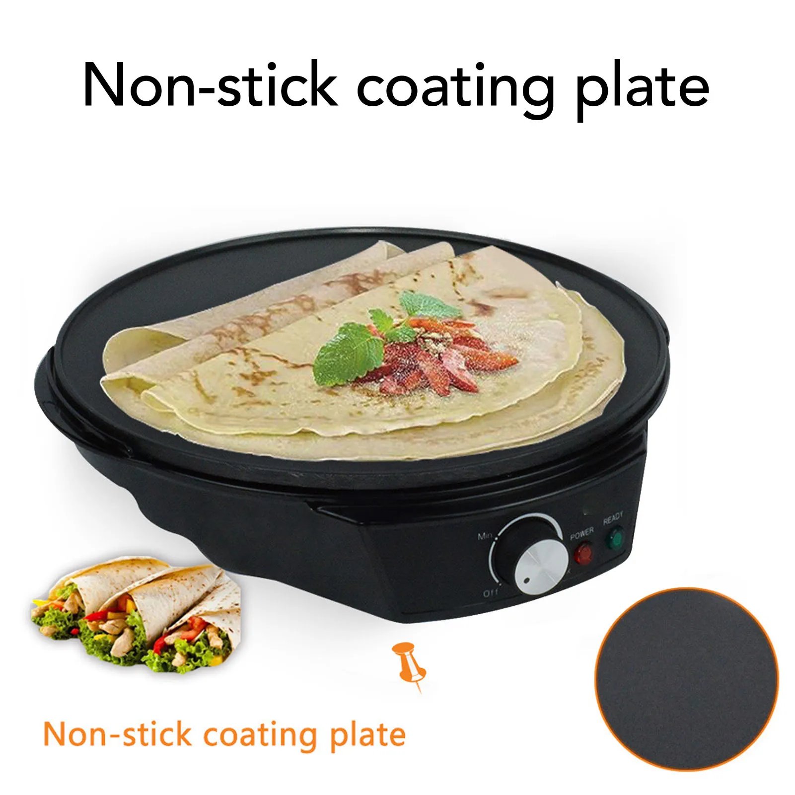 ماكينة صنع كريب الشواية الكهربائية 11.8 بوصة 900 وات مع التحكم في درجة الحرارة القابلة للتعديل Blintzes Pancakes Tortilla Spatula Batter