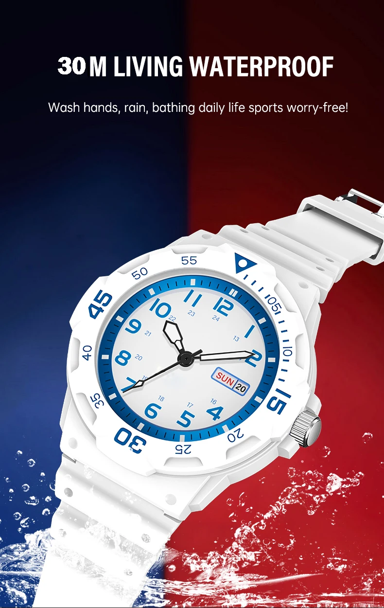 Student Watch 3ATM Waterproof Luminous Quartz Dial Rotatable Fashion Sports Watch Unisex