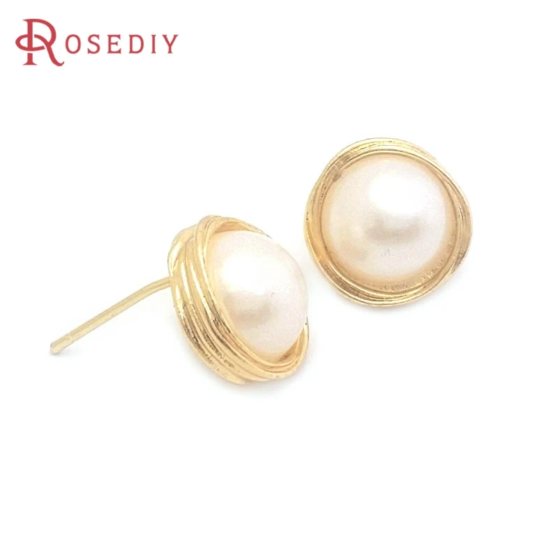 18K Goldfarbene Messing Ohrstecker in Rund-Rechteck-Form, Ohrschmuck, Zubehör für die Schmuckherstellung, DIY-Zubehör