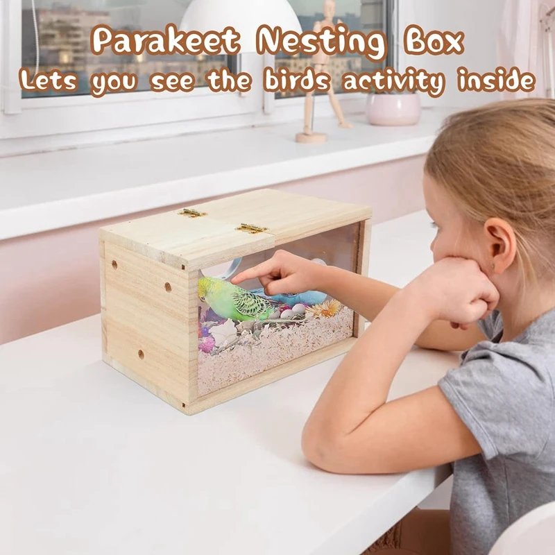 1 Piece Parakeet Nesting Box Transparent Bird House For Parrot Parakeet Cockatiel Lovebirds