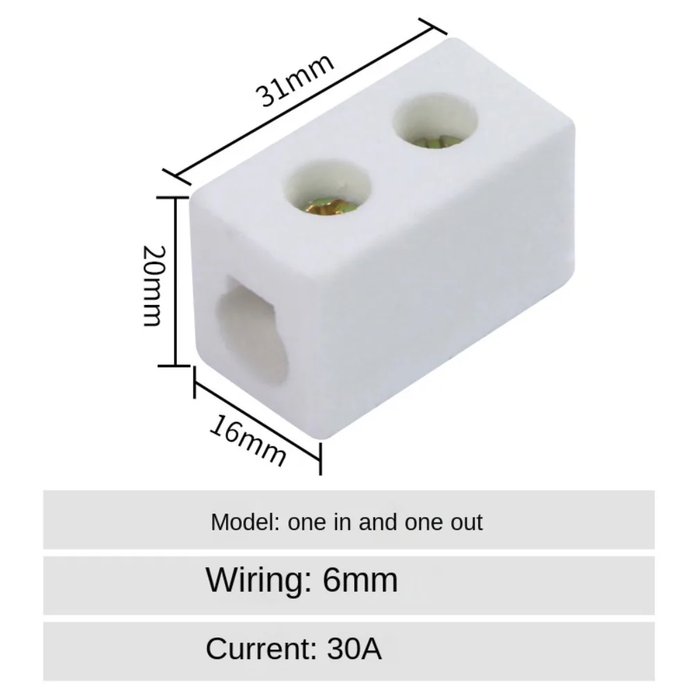 2 In 2 Out Ceramic Wiring Terminal Block 1 In 1 Out Electrical Screw Wire Connector Terminals Copper 2 Position 5 Hole
