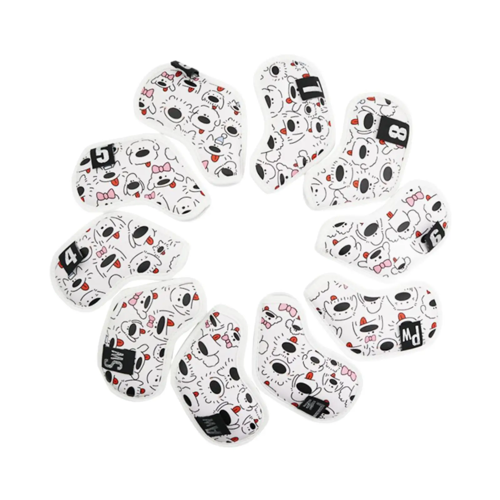 

10Pcs Golf Iron Head Covers Golf Protection Puppy Pattern Supplies Accessories Club Headcover for Games Training Outdoor Sports