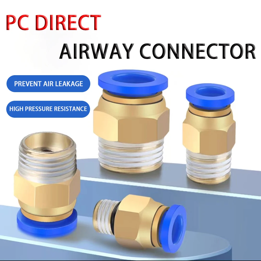 Pneumatic Air Connector Fitting PC  4mm 6mm 8mm 10mm 12mm Thread 1/8 1/4 3/8 1/2 Hose Fittings Pipe Quick Connectors