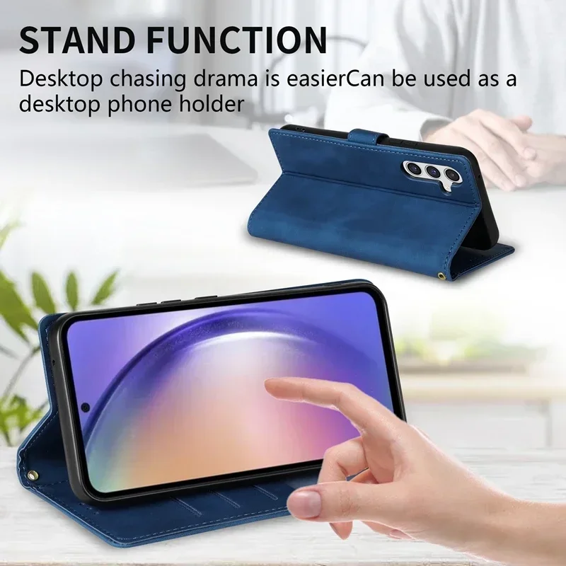 Magnetyczne skórzane etui z klapką dla Samsung Galaxy A05s A06 A13 A14 A15 A16 A32 A34 A35 A52 A53 A54 A55 Note20 Ultra 10 Lite 9