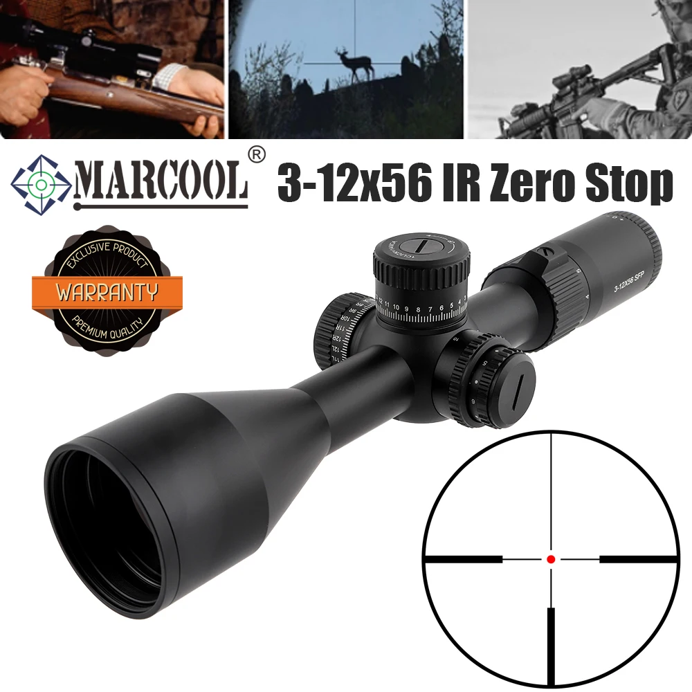 

Marcool 3-12X56 SFP IR Scope Zero Stop Function Riflescope for Hunting Tactical Optics Sight for Airsoft Fits for Ar15