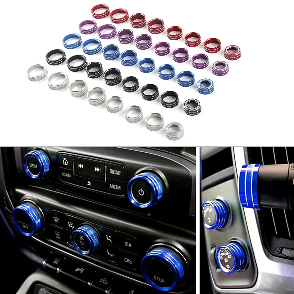 8PCS Car Center Console Air Conditioner Switch Button Knob Trim For Chevrolet Silverado For GMC Sierra 2014 2015 2016 2017 2018