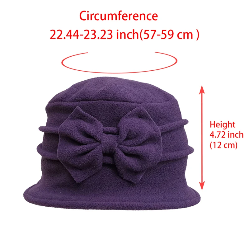 Womens Bell Beret Hat French Vintage Floral Fleece Cloche Hat Classic Winter 1920s Bucket Hat