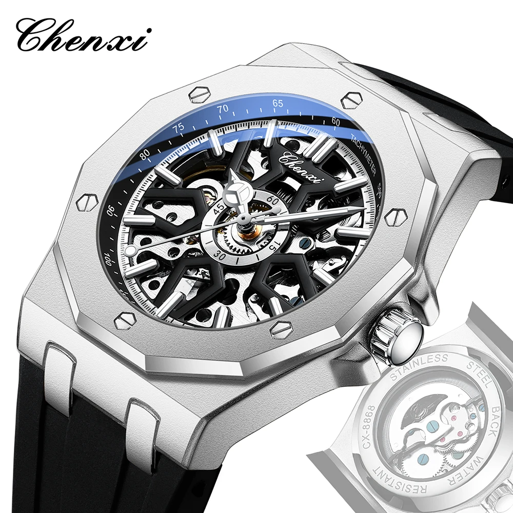 CHENXI Men Mechanical Watches Automatic Movement Luxury Brands Tourbillon Sports Watches Men Waterproof Luminous