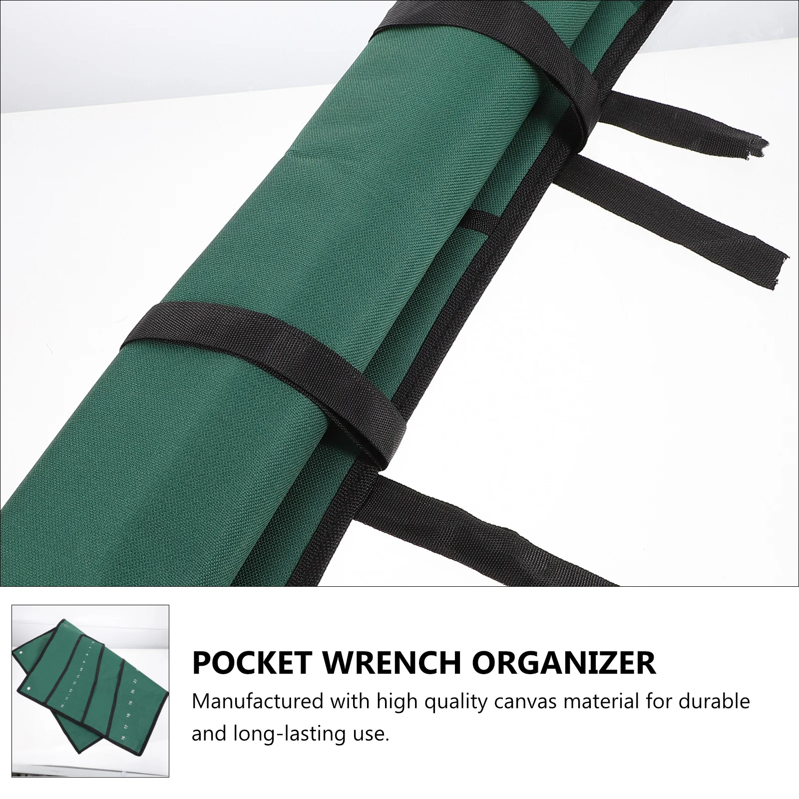 내구성 있는 캔버스 롤업 렌치 보관 가방, 통합형 타이 스트랩과 접이식 플랩 포함, 스패너 및 휴대용 공구 세트용