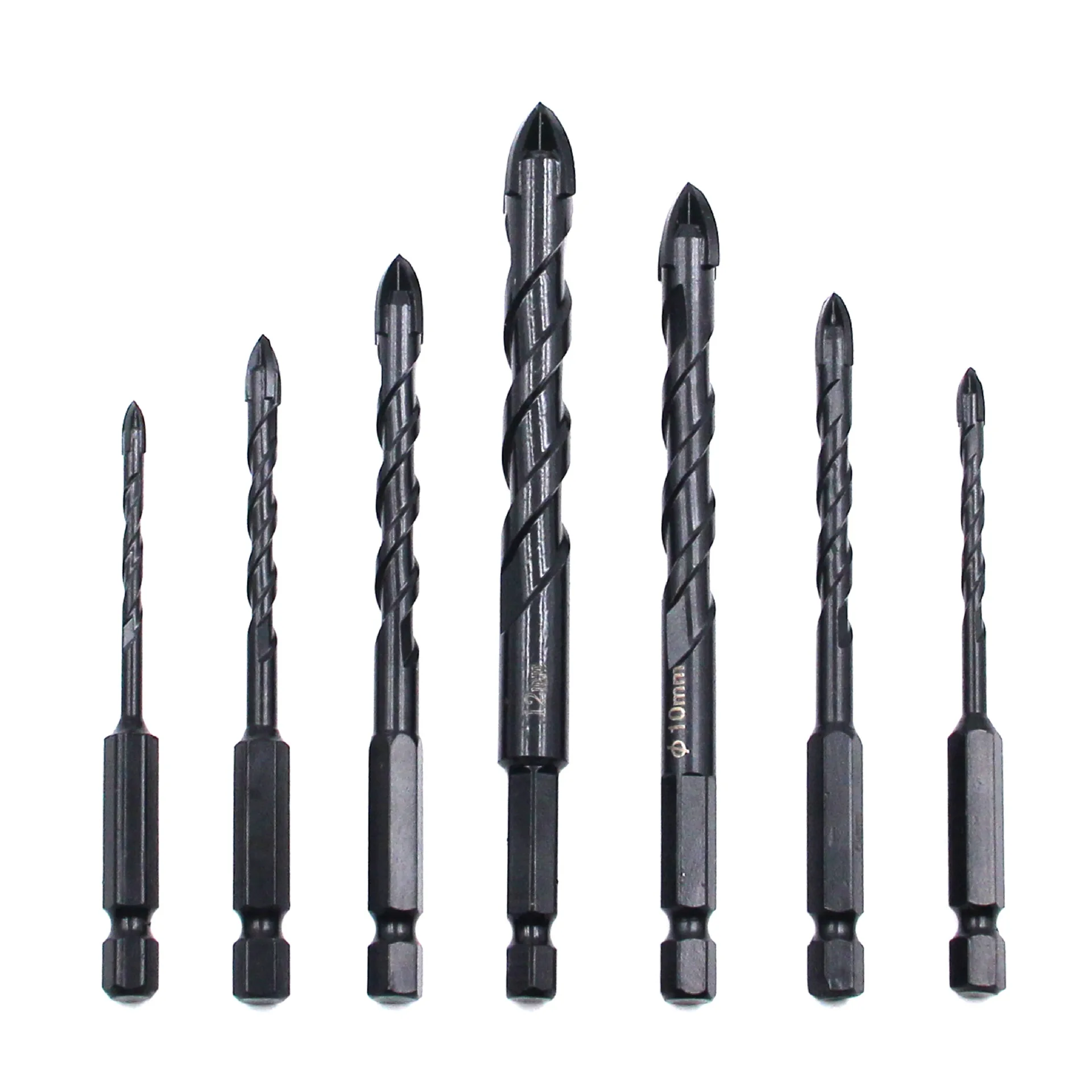 1pcs Multi Functional 4-Blade Edge Drill Bit Hexagonal Handle Black Cross Glass Tile Bit Ceramic Wall Drilling King Diamond Set